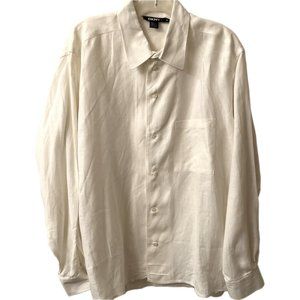 DKNY Women White Button Linen Shirt Vintage